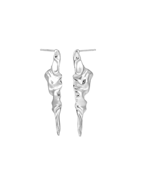 Platinum [with pure silver ear plug] 925 Sterling Silver Geometric Minimalist Drop Earring